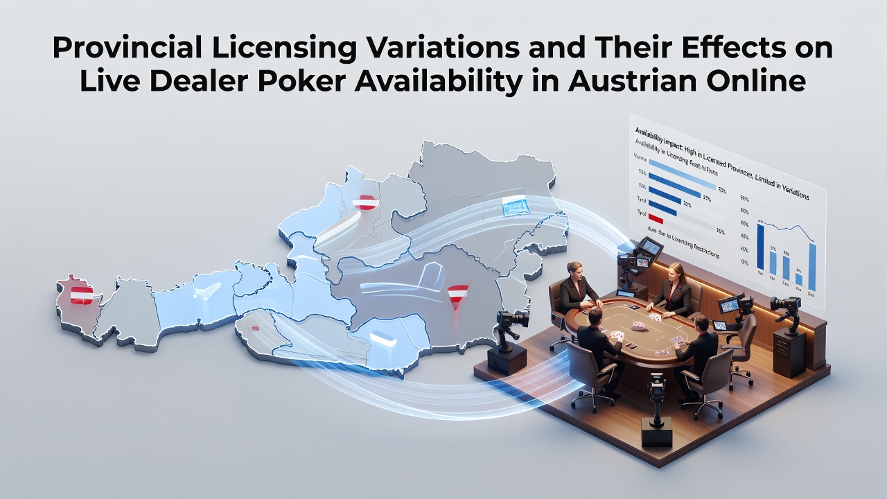 Screenshot of a live dealer poker interface showing regional availability indicators on an Austrian online platform